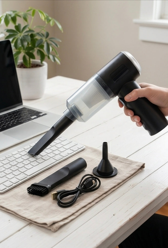 3-in-1 Mini Car Vacuum Cleaner – Wireless, Rechargeable